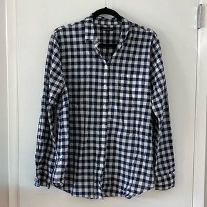 J. Crew Navy and White Checkered Button Down Shirt